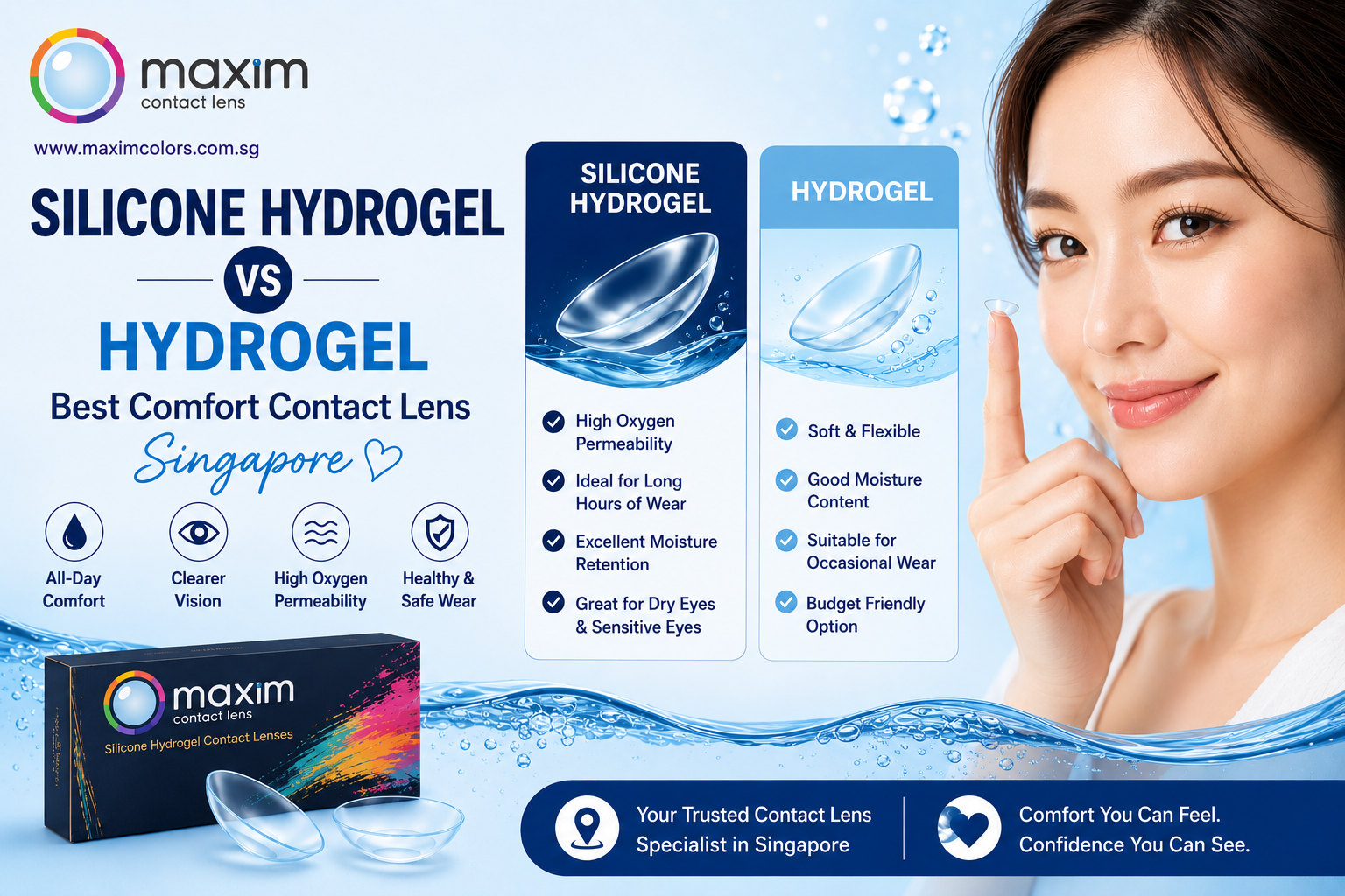 Silicone Hydrogel vs Hydrogel: Best Comfort Contact Lens Singapore