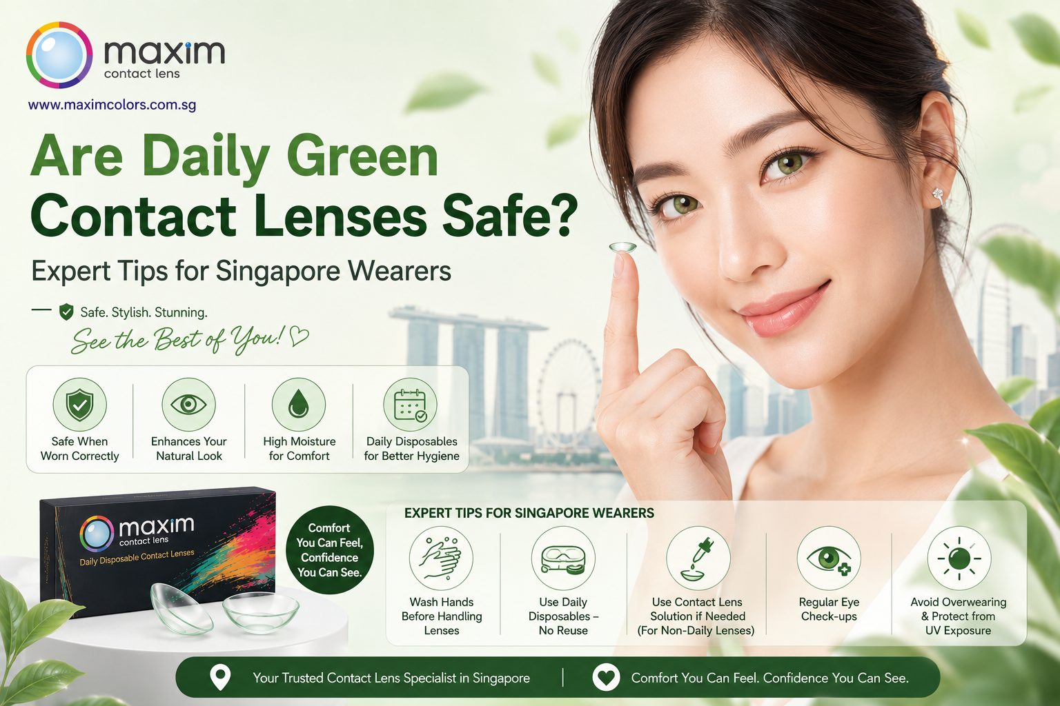 Are Daily Green Contact Lenses Safe? Expert Tips for Singapore Wearers?